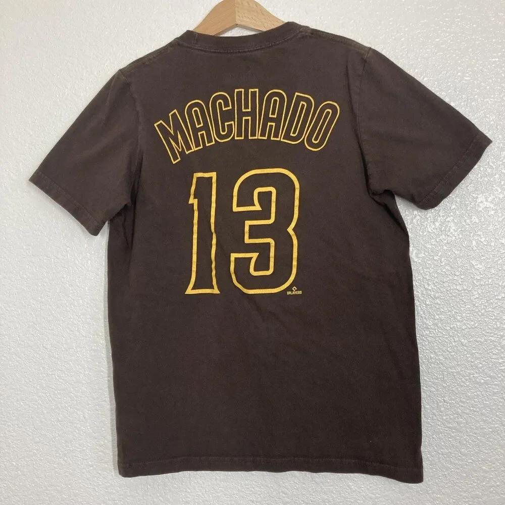 San Diego Padres Shirt Youth Medium Brown MLB Baseball Manny Machado 13 Nike Tee - Picture 8 of 9